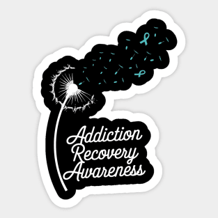 Addiction Recovery Awareness Dandelion Teal ribbon Sticker